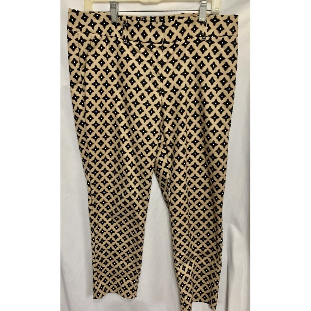 White House Black Market Womans Slim Ankle Pants 10R Zip Pockets Tan Black